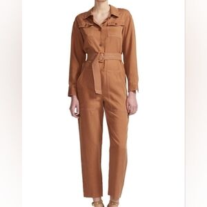 Maje,Paromane Belted Canvas Jumpsuit In Terracota Size 40